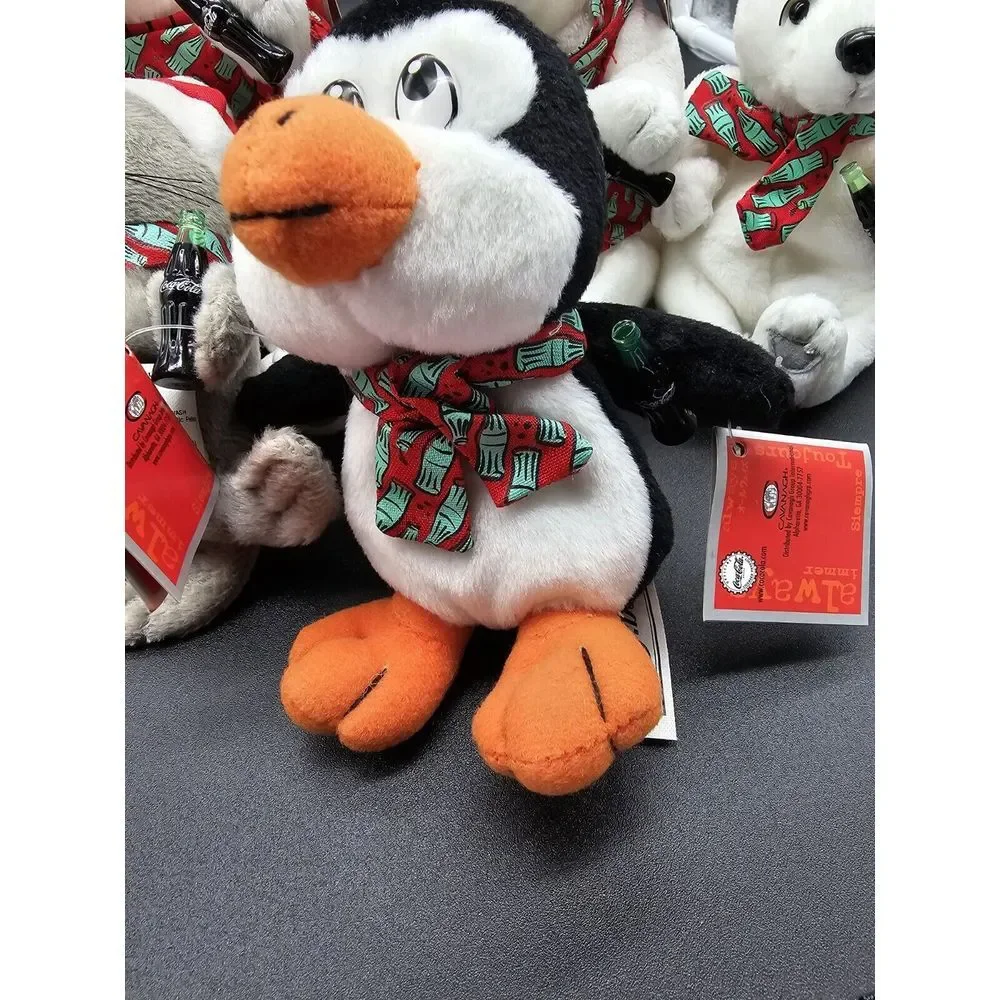 Lot Of 5 Vintage Coca Cola Beanie Plush Polar Bear Seal Penguin Drinking‎ Coke